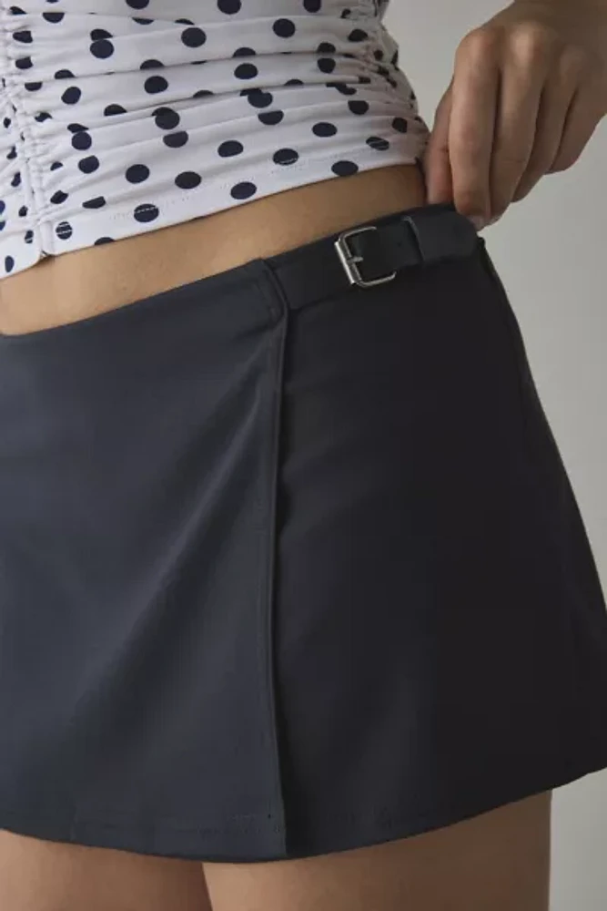 UO Buckle Up Wrap Front Micro Mini Skort