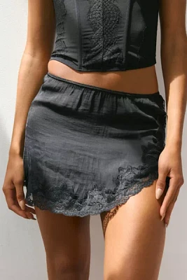 Out From Under Luccia Lace Trim Mini Slip Skirt