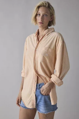 ReMADE By UO Bleached Oversized Stripe Button-Down Shirt