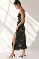 UO Mila Animal Print Mesh Slip Midi Dress