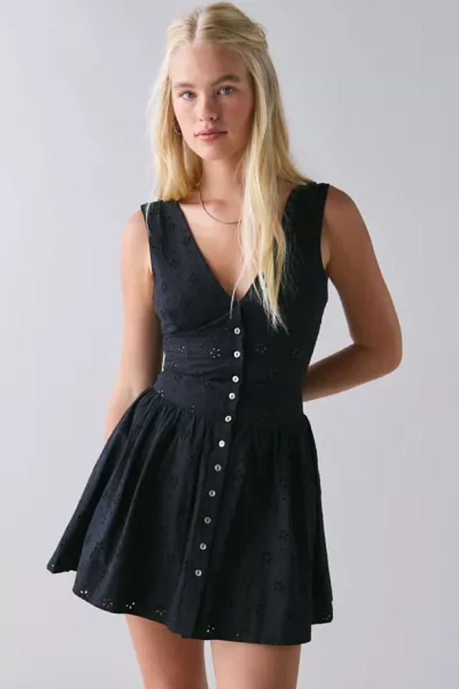 Frankies Bikinis Marley Eclipse Cotton Eyelet Lace Mini Dress