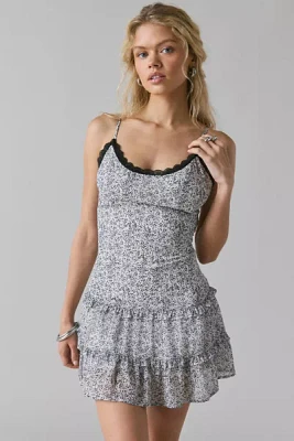 Kimchi Blue Cleo Lace Trim Chiffon Slip Mini Dress