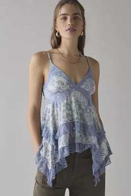 Kimchi Blue Asterid Lace Trim Asymmetric Babydoll Cami