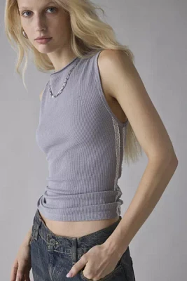 BDG Bonnie Lace Side-Stripe Ribbed Knit Tank Top
