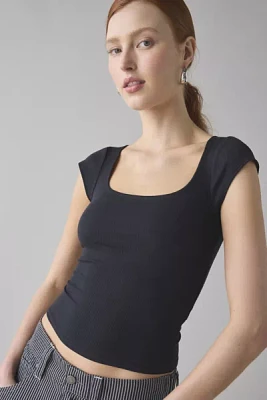 BDG Drew Cap Sleeve Square Neck Cropped Tee