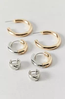 Mixed Metal Hoop Earring Set
