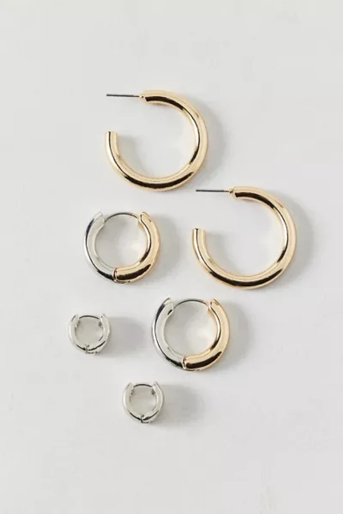 Mixed Metal Hoop Earring Set