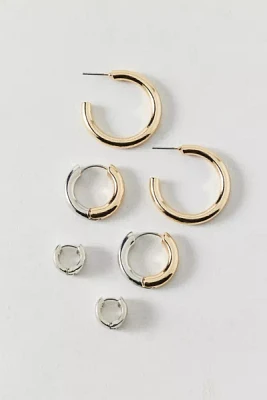 Mixed Metal Hoop Earring Set