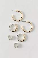Mixed Metal Hoop Earring Set