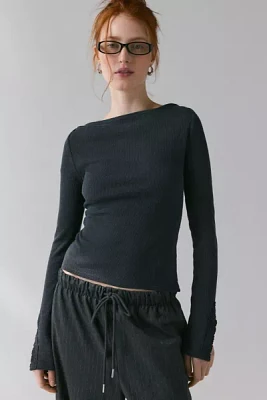 Kimchi Blue Lola Lace Trim Boatneck Long Sleeve Top