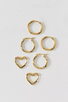 Waterproof Heart Hoop Earring Set