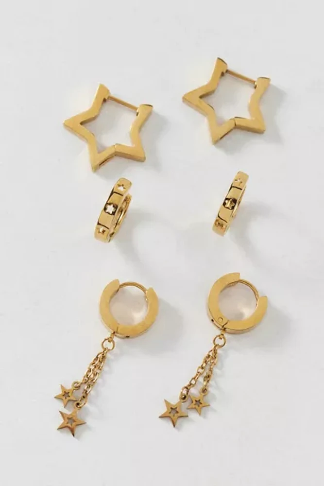 Waterproof Star Hoop Earring Set