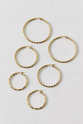 Thin Twist Waterproof Hoop Earring Set