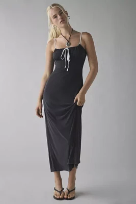 UO Cayla Cupro Tie-Front Slip Midi Dress