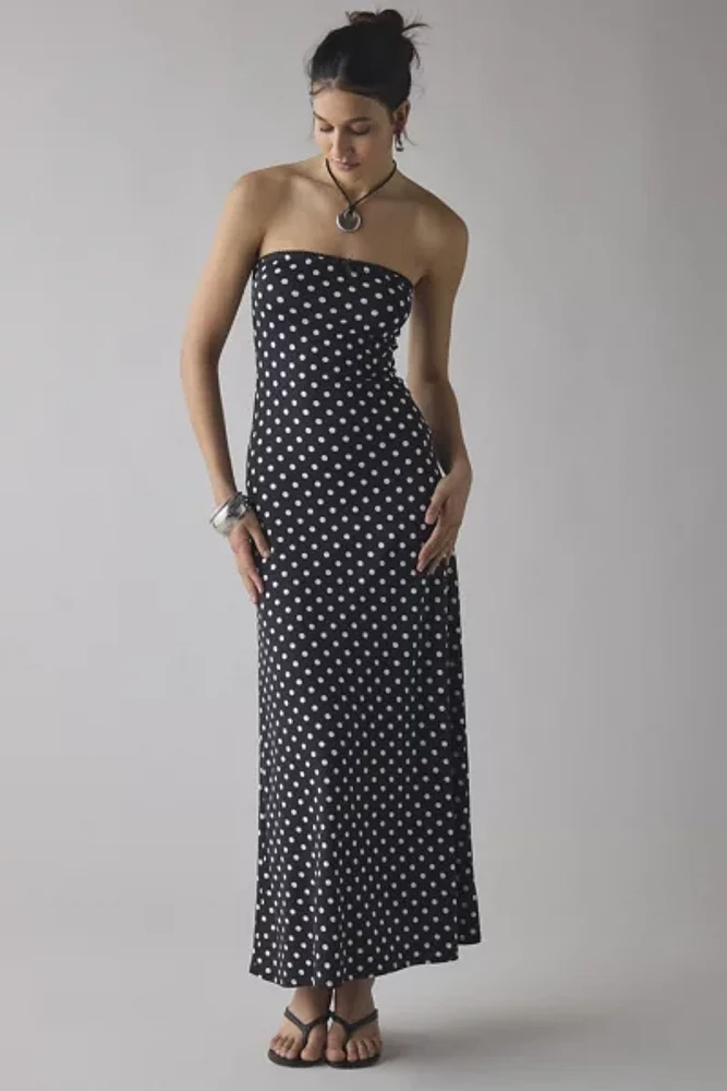 UO Alexis Printed Knit Strapless Tube Maxi Dress