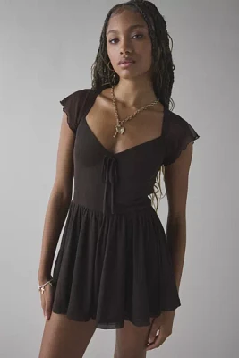 Glamorous Sweetheart Flutter Sleeve Mesh Romper