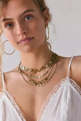Kai Metal Coin Layering Necklace Set