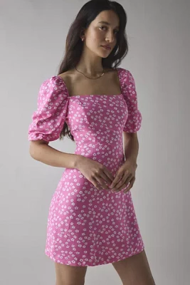 Glamorous Candy Pink Floral Puff Sleeve Mini Dress