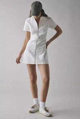 Glamorous Cord Zip-Front Belted Mini Dress