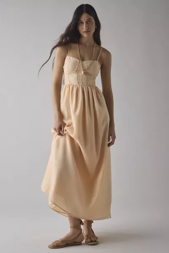 Glamorous Peach Corset Seamed Chiffon Maxi Dress
