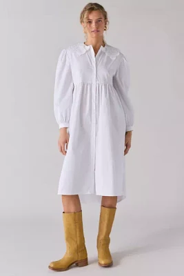 Glamorous Oversized Eyelet Lace Collar Babydoll Midi Dress