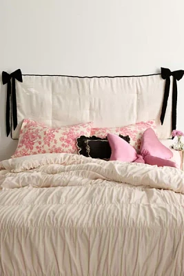 Velvet Bow Trim Floating Headboard