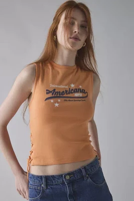 Americana Graphic Lace-Up Cropped Tank Top