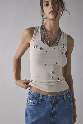 Jaded London Eyelet Studded Cutout Vest Top