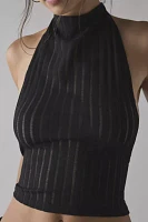 Jaded London Zene Semi-Sheer Knit Backless Buckle Halter Top