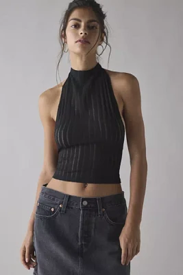 Jaded London Zene Semi-Sheer Knit Backless Buckle Halter Top