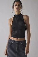 Jaded London Zene Semi-Sheer Knit Backless Buckle Halter Top