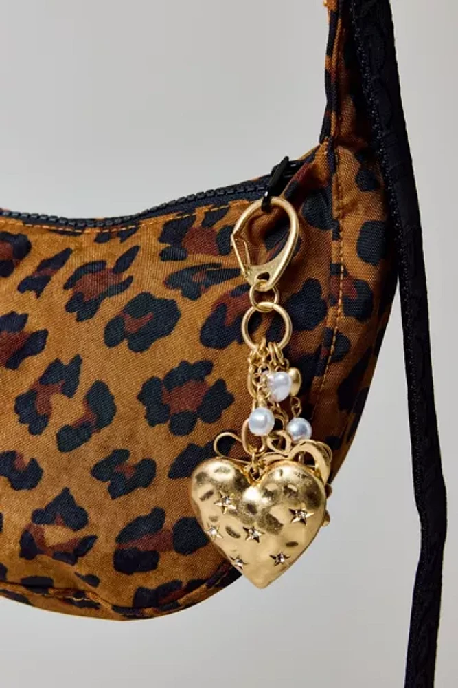 Golden Heart Charm Keychain