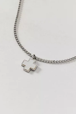 Mother Of Pearl & Stainless Steel Cross Pendant Necklace