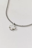 Mother Of Pearl & Stainless Steel Cross Pendant Necklace