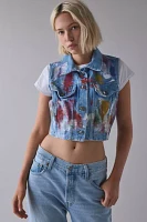 ReMADE By UO Bleach & Paint Splatter Denim Vest Top