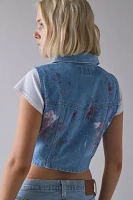 ReMADE By UO Bleach & Paint Splatter Denim Vest Top