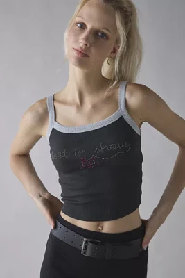 Diamanté Graphic Ribbed Knit Cropped Cami
