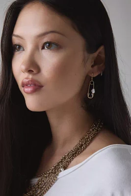 Safety Pin Pearl Hoop Earring