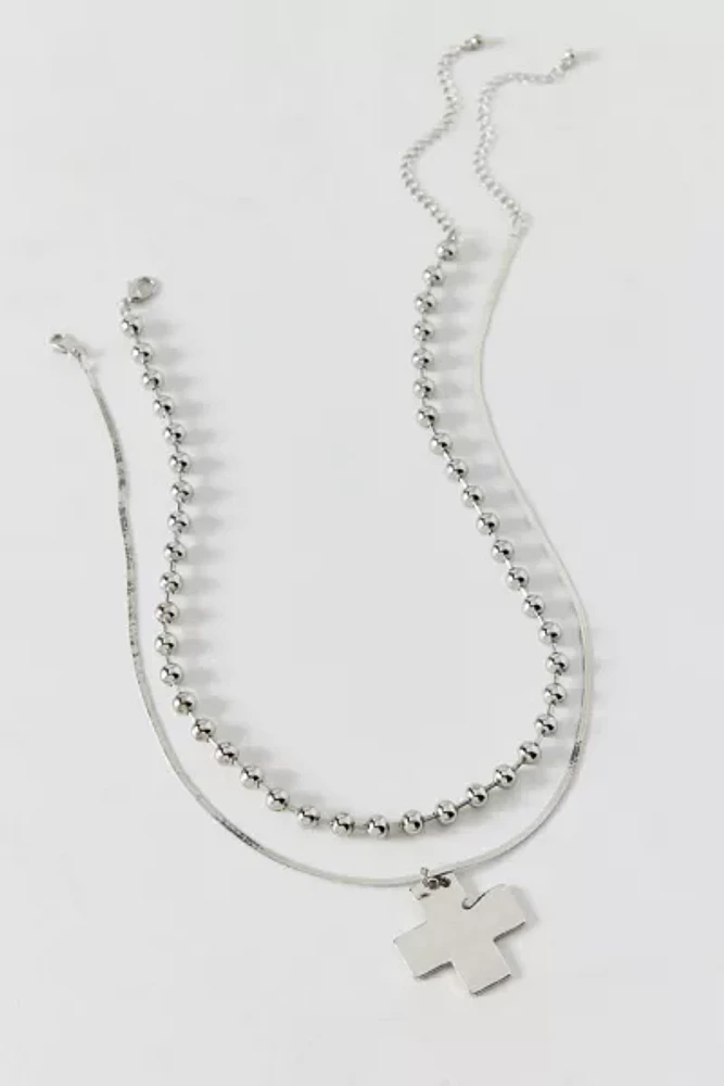 Vic Cross Charm Layering Necklace Set