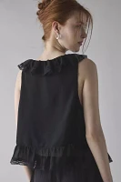 Kimchi Blue Cassie Cascading Ruffle Lace Trim Sleeveless Blouse
