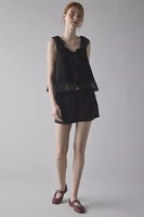 Kimchi Blue Cassie Cascading Ruffle Lace Trim Sleeveless Blouse