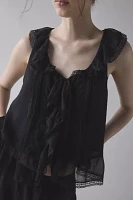 Kimchi Blue Cassie Cascading Ruffle Lace Trim Sleeveless Blouse