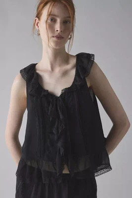 Kimchi Blue Cassie Cascading Ruffle Lace Trim Sleeveless Blouse