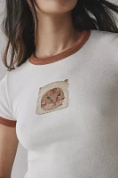 BDG Too Perfect Toast Cat Graphic Ringer Baby Tee