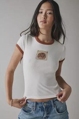 BDG Too Perfect Toast Cat Graphic Ringer Baby Tee