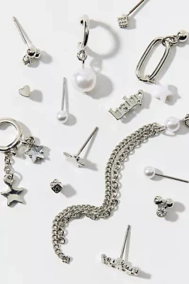 Star & Pearl Post And Hoop Earring Set