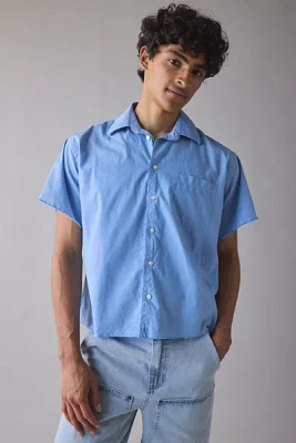 Vintage By UO Cropped Short Sleeve Oxford Shirt