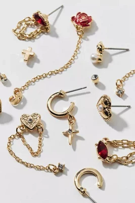 Belladona Chain Post & Hoop Earring Set
