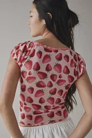 Remade By UO Remnants Strawberry Tie-Front Crop Top