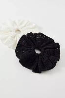 Layered Eyelet Oversized Scrunchie